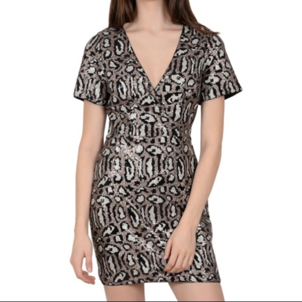 5/50$ Molly Bracken Animal Print Sequin Dress